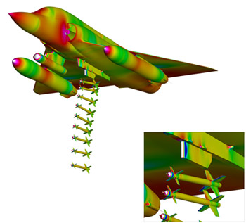 Numerical simulation of separation for a fighter jet