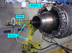 Prélèvement de suies derrière un turboréacteur durant le projet MERMOSE