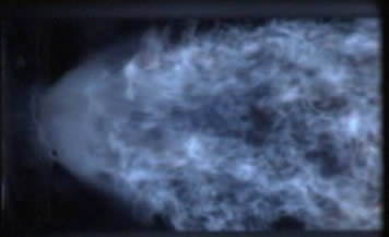 Combustion LOX/LCH4 - Image instantanée (temps de pose 1/16000)