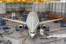 2018 : Essais de vibrations au sol de l'Airbus Beluga XL (ONERA DLR). Copyright AIRBUS