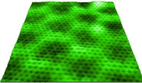 Image de microscopie tunnel d'une feuille de graphène fabrisur un substrat de céramique (SiC) [Source: Institut Néel, CNRS Grenoble] 