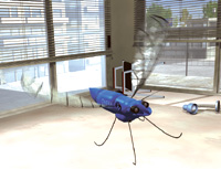 Ici, une vue d'artiste du projet micro-drone Remanta, inspiré de la libellule. 