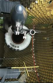 Maquette d'Airbus dans la soufflerie anéchoïque CEPRA19 de l'Onera