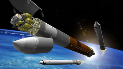 Création de débris lors du lancement et de la mise en orbite d'un satellite (source : Nasa). 